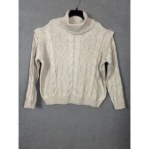 And Now This Women's Trendy Plus Size 3X Turtleneck Cable-Knit Sweater Cream NWT